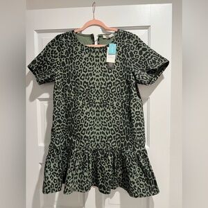 NWT Idem ditto washed olive leopard print dress size M